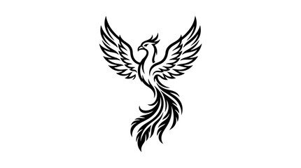 Fototapeta premium Phoenix Bird Graphic Illustration Isolated Black White