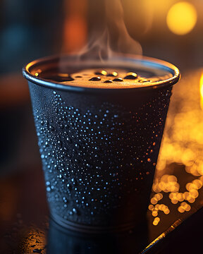 Cup of Hot Coffee on a Table with Cozy Morning Atmosphere