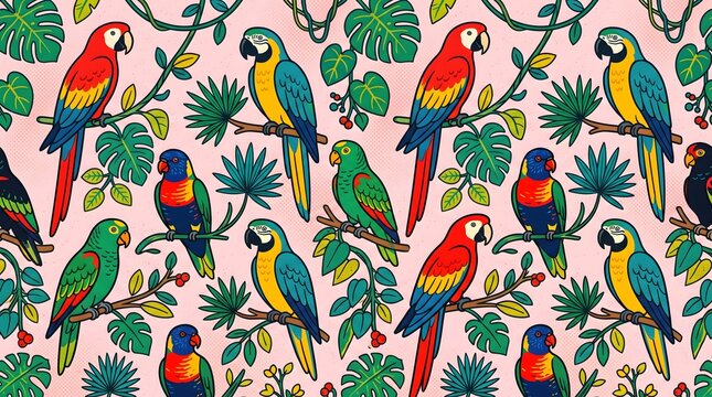Cute parrot pattern background design