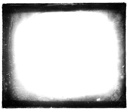Pinhole photo paper template overlay with vignette, dust and scratches and film grain, transparent background (png image)	