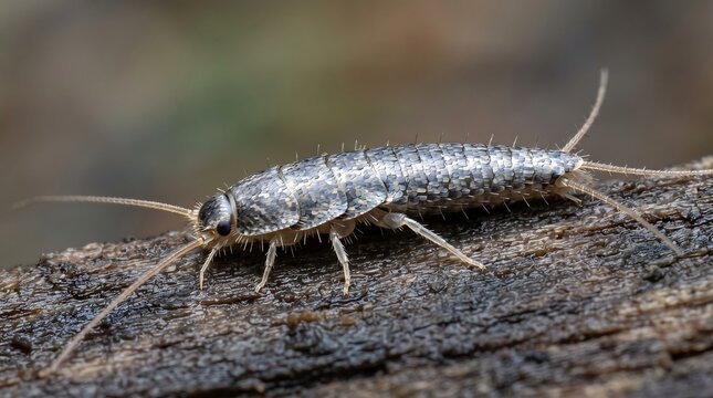 silverfish macro photography on wood