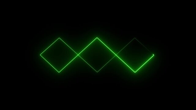 A glowing neon rectangle frame icon outlined in vibrant Green hues. It radiates against a dark background, offering a modern, sleek, and futuristic visual appeal 4k video.