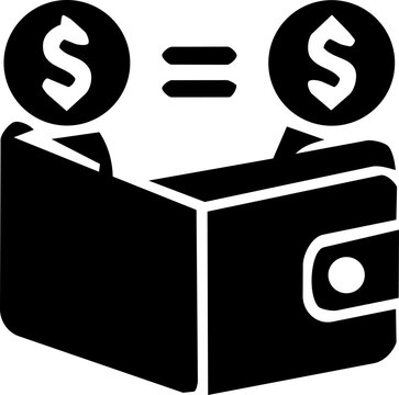 Equal pay icon representing financial equality and gender pay gap awareness with bold black minimalist vector design style