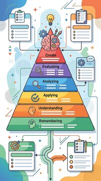 Educational learning hierarchy pyramid infographic for training