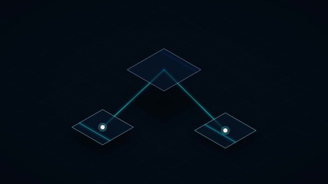 Corporate Isometric AI Agent Architecture, 2.5D Glassmorphism API Data Sync Seamless Loop