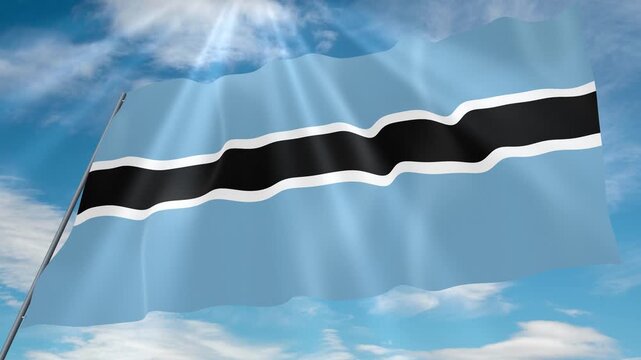 Botswana Flag Seamless Loop 4k 60fps on Sky Background