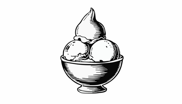 Vintage Hand Drawn Ice Cream Sundae Illustration