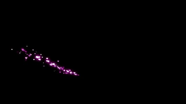 Romantic Glitter Heart Shape Particle Trail Animation with Glowing White Sparkles, Magical Love Light Effects on Black screen, Floating Shimmer Hearts, Wedding Valentine Overlay, Fairy Glow Motion, 4K