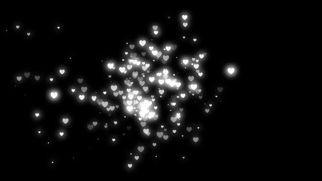 Romantic Glitter Heart Shape Particle Trail Animation with Glowing White Sparkles, Magical Love Light Effects on Black screen, Floating Shimmer Hearts, Wedding Valentine Overlay, Fairy Glow Motion, 4K