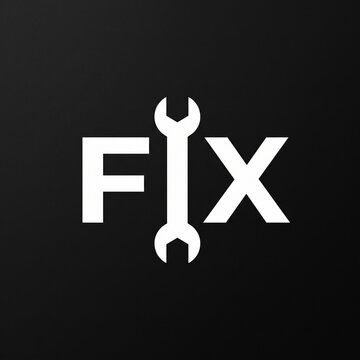 Minimalist Typographic Logo Design Featuring the Word Fix With a Wrench Serving as the Letter I for Repair and Maintenance Services