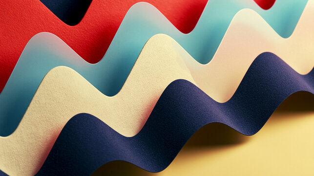 Abstract Colorful Wavy Paper Layers Background