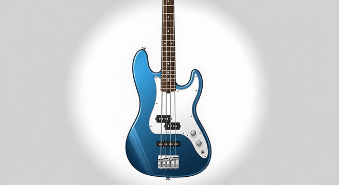 Blue Electric Bass Guitar with White Pickguard Illustration