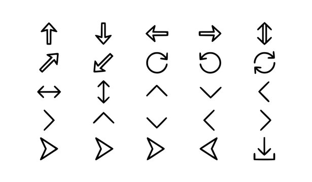 Modern Arrow Line Icons Collection &ndash; Navigation Vector Symbols
