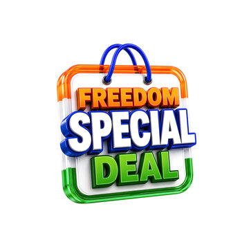 'Freedom Special Deal' 3D Lettering in Saffron, White and Green for 15th August Sale Campaign.