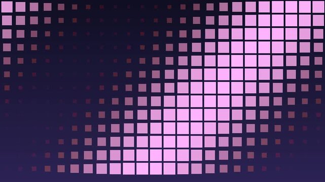 Pulsing Pink and Purple LED Square Grid on Dark Blue &ndash; Audio Reactive Music Visualizer, Bass Equalizer & Dance Floor Light Background Loop