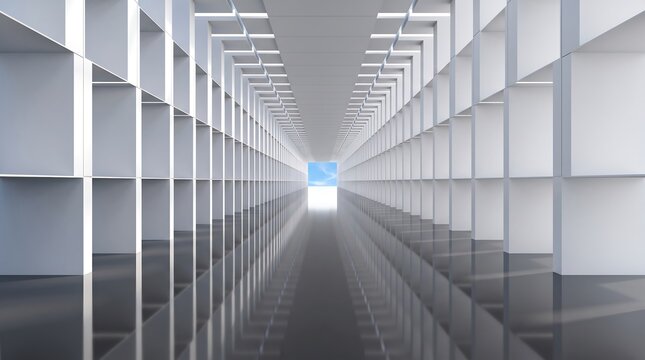 Abstract White Modular Architectural Tunnel 3D Render