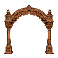 Fototapeta premium PNG Ornate carved wooden archway with classic vintage design