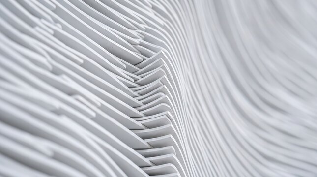 Detailed Close-up of Layered White Architectural Fins and Texture