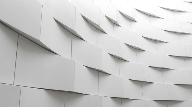 Abstract Detail of Curving White Modular Architectural Wall Surface