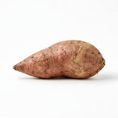 Obraz premium Whole raw sweet potato with natural skin texture on white background
