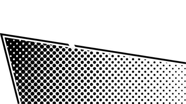 Halftone dotted trapezoid texture overlay, black dot gradient pattern PNG