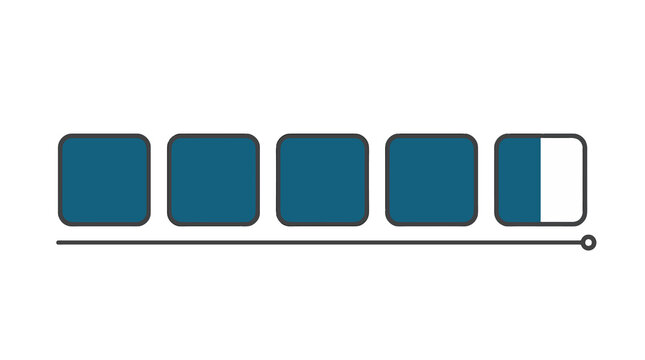Square step loading indicator icon set, UI progress blocks and status bar isolated PNG