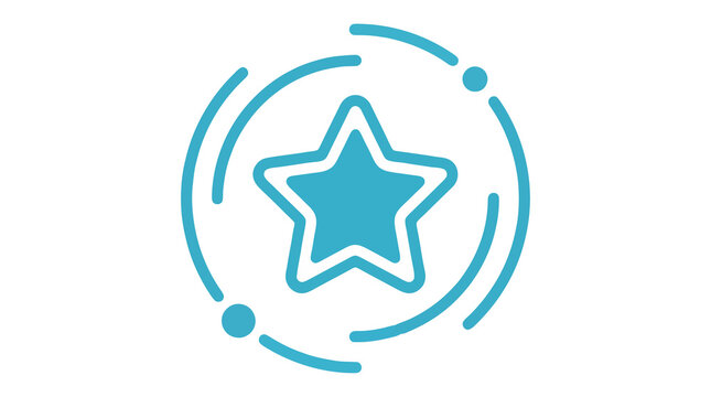 Star outline icon in dashed circle frame, favorite rating badge isolated transparent PNG