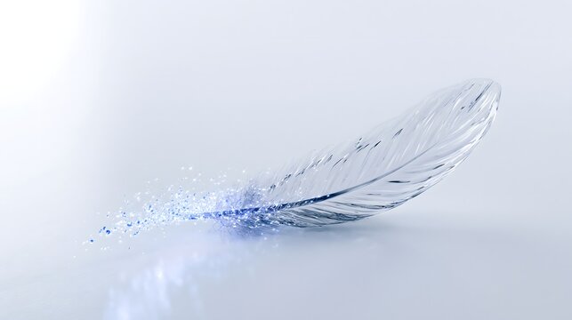 Conceptual feather illustration formed by microscopic sparkling particles and light