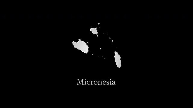 Micronesia country map revealing on black background