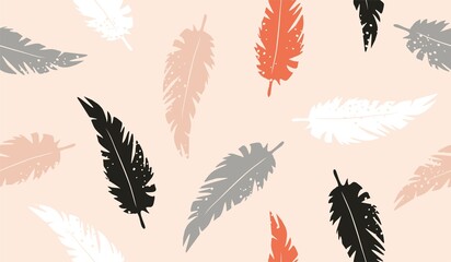 Cute feather pattern background design © rupa