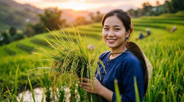 Asian rice farmer