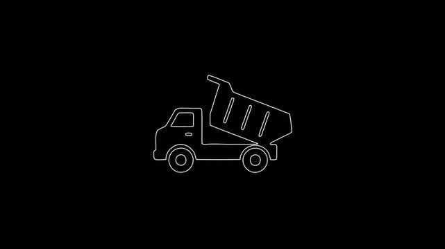 Animated continuous line drawing of a dump truck