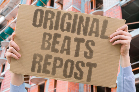 "Original Beats Repost" Algorithms now favor new content over shared posts. ORIGINAL. FRESH. DISTRIBUTION. RANKING. CONTENT.
