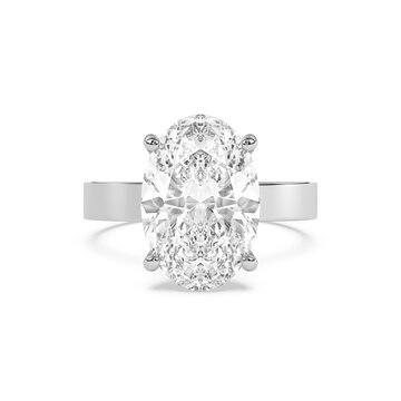 Top View of Oval Cut Diamond Solitaire Engagement Ring White Gold
