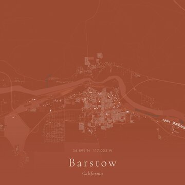 Terracotta Map of Barstow, United States | Warm Earth Tone Wall Art