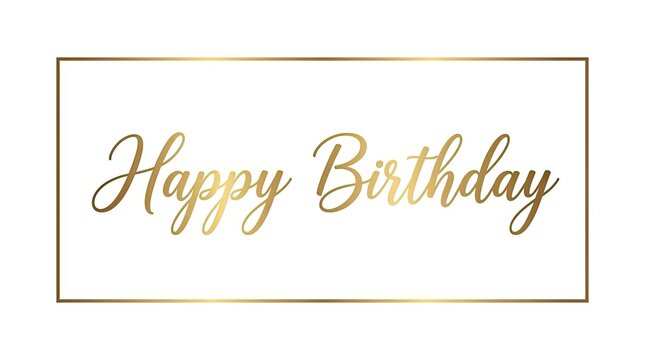 Elegant gold script Happy Birthday text in rectangular frame