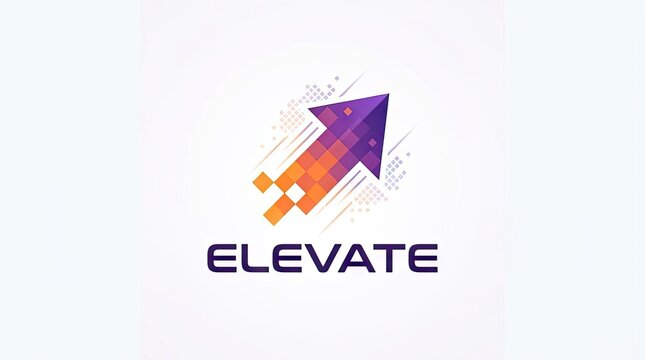Elevate logo with pixelated upward growth arrow.