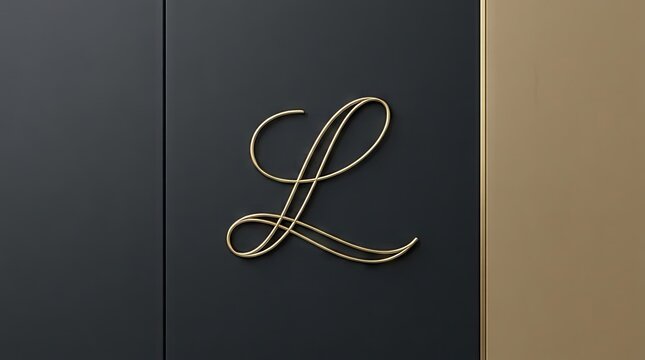 Elegant gold script letter L luxury logo.