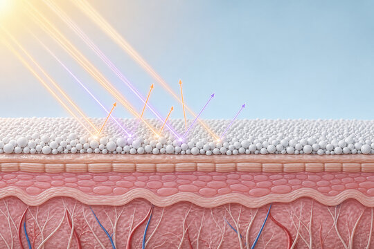 Mineral sunscreen shield blocking ultraviolet rays on skin