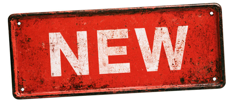 New word text red grunge sign. Business store product label tag. Generative AI technology.	
