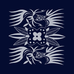 Fototapeta premium Miao Batik Bird Floral Pattern Oriental Textile Design JPG