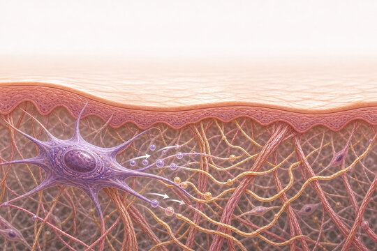 Fibroblast Producing Collagen And Elastin In Dermal Matrix