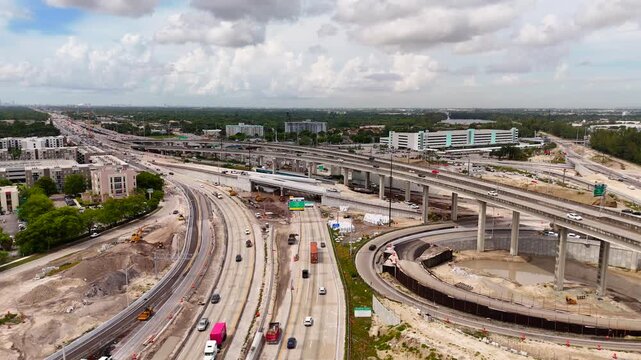 Drone video Golden Glades Interchange construction 2026