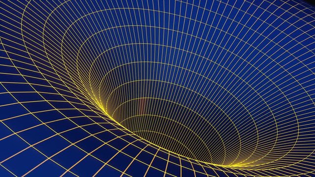 Gravity, warp the three-dimensional space, collapsar, bridge. Physics, force of attraction, wire frame, relativity between space and time.