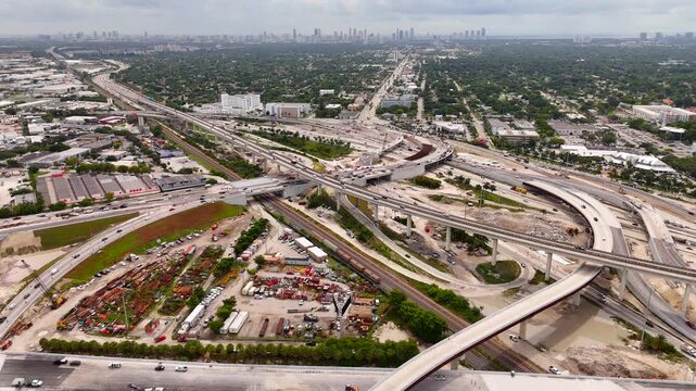 Stock footage Golden Glades Interchange under construction 2026 Miami Florida