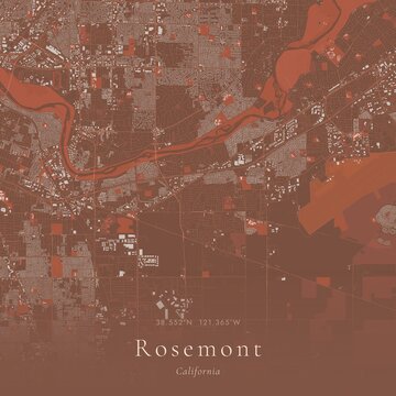 Terracotta Map of Rosemont, United States | Warm Earth Tone Wall Art