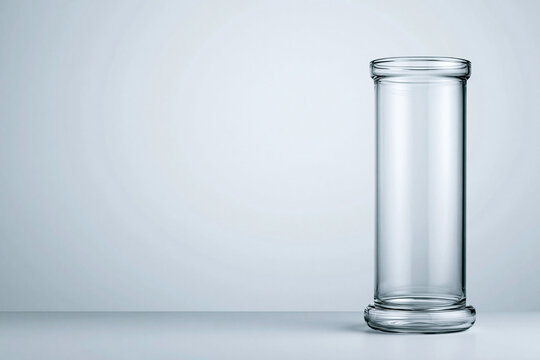 Empty glass rain gauge cylinder meteorology and weather equipment