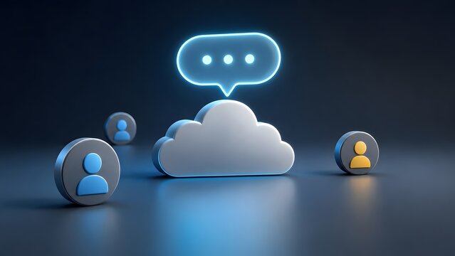 Cloud computing communication network, digital platform connecting user profiles for remote teamwork and social media collaboration.