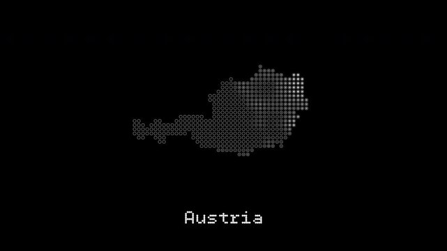 Digital dotted austria map animation with country name