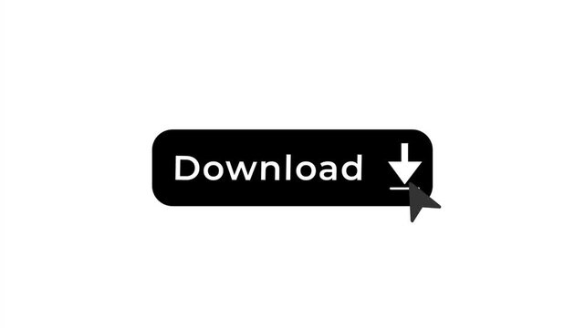 Minimal UI animation of a mouse cursor clicking a black download button  on a clean white background, designed for web and mobile CTA overlays